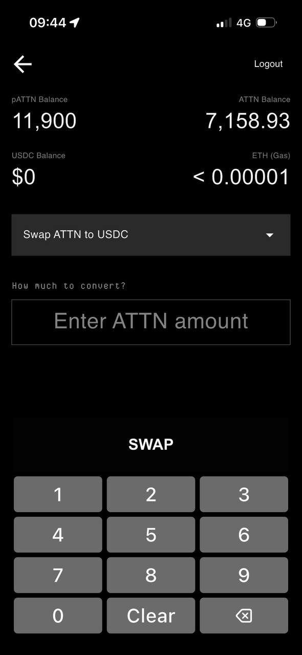 swap ATTN to USDC